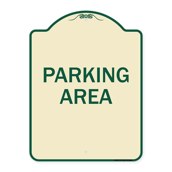 Signmission Designer Series Sign Parking Area, Tan & Green Heavy-Gauge Aluminum Sign, 24" x 18", TG-1824-23462 A-DES-TG-1824-23462 - main